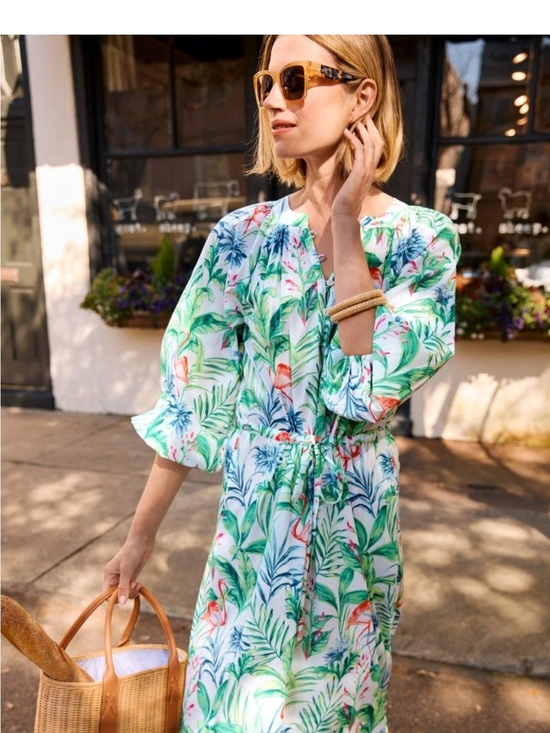 J. McLaughlin Dresses & Skirts - J.McLaughlin Daniella Dress Women's Tropical Botanical Tie-Waist Maxi Dress SzM